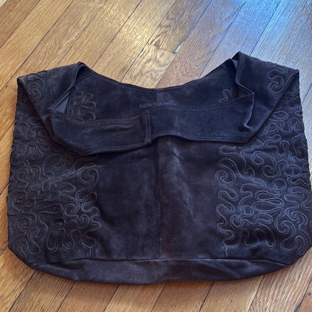 Giorgio Armani Brown Suede Shoulder Bag